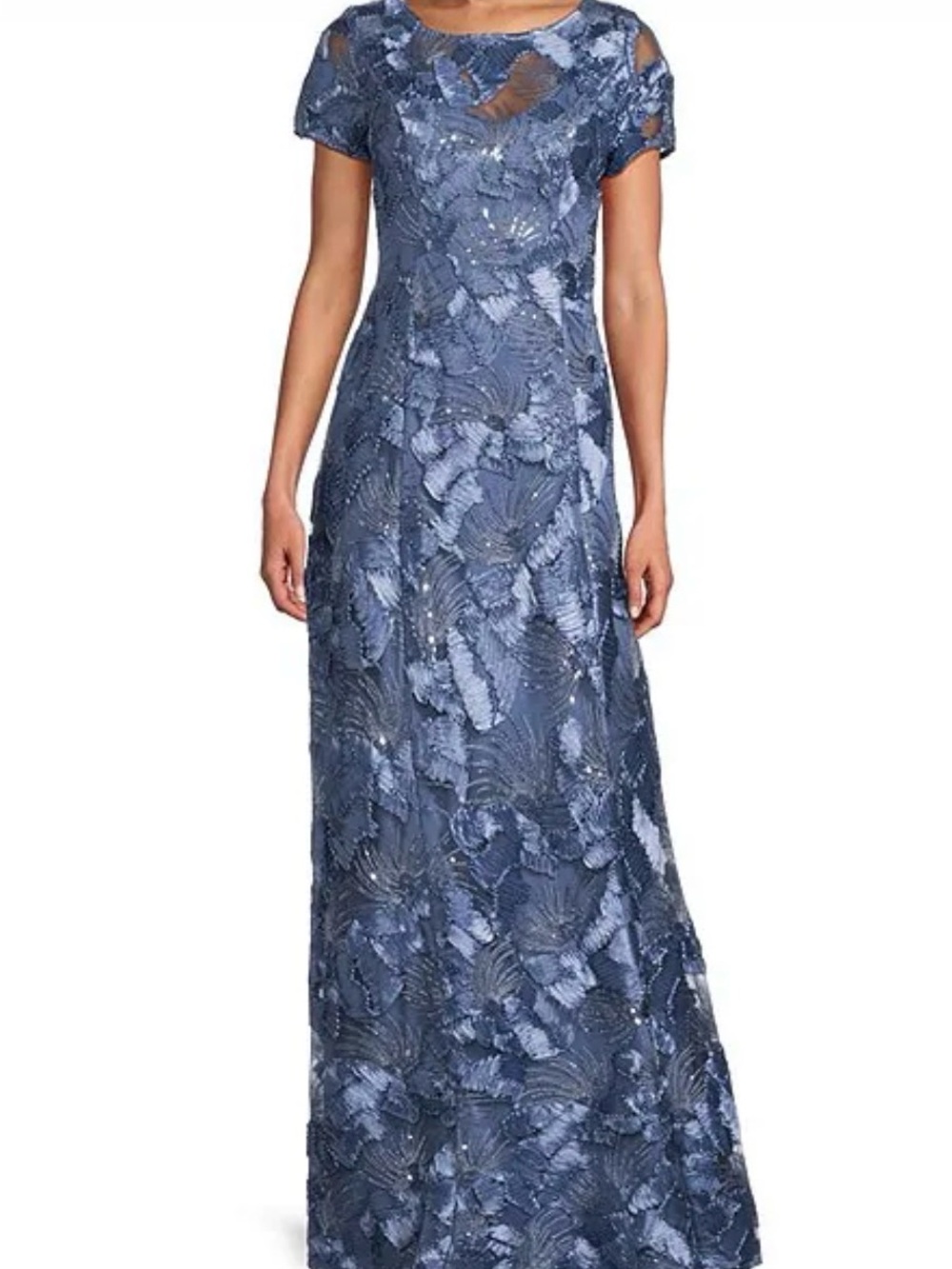 Alex Evenings Brush Periwinkle Full Length Formal Gown